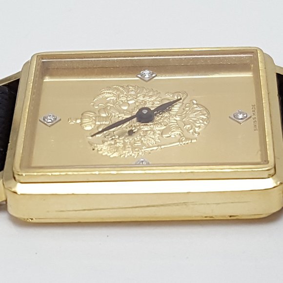 18kt Yellow Gold Franklin Mint Royal Crest Tank Leather Band Men's Watch 24mm - Picture 7 of 11